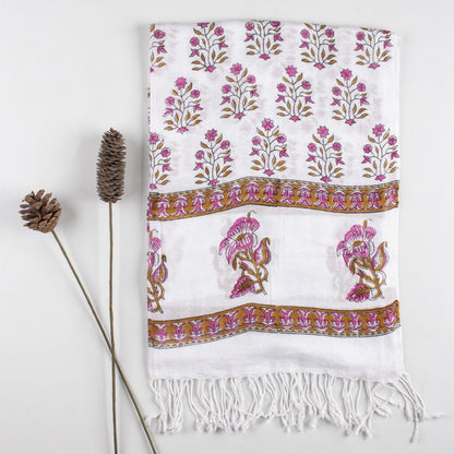 Boota Floral Printed Elegant Linen Stole for Women