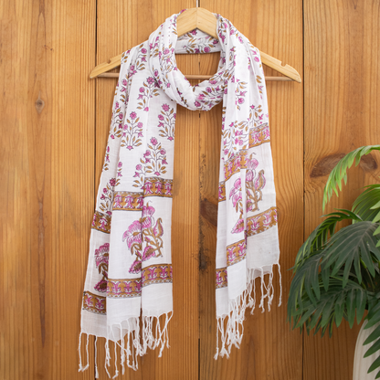 Boota Floral Printed Elegant Linen Stole for Women