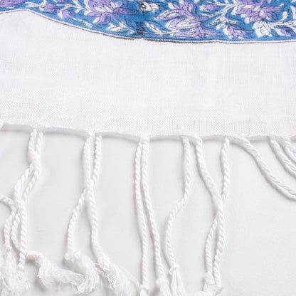 Blue Floral Travel Linen Stole for Ladies