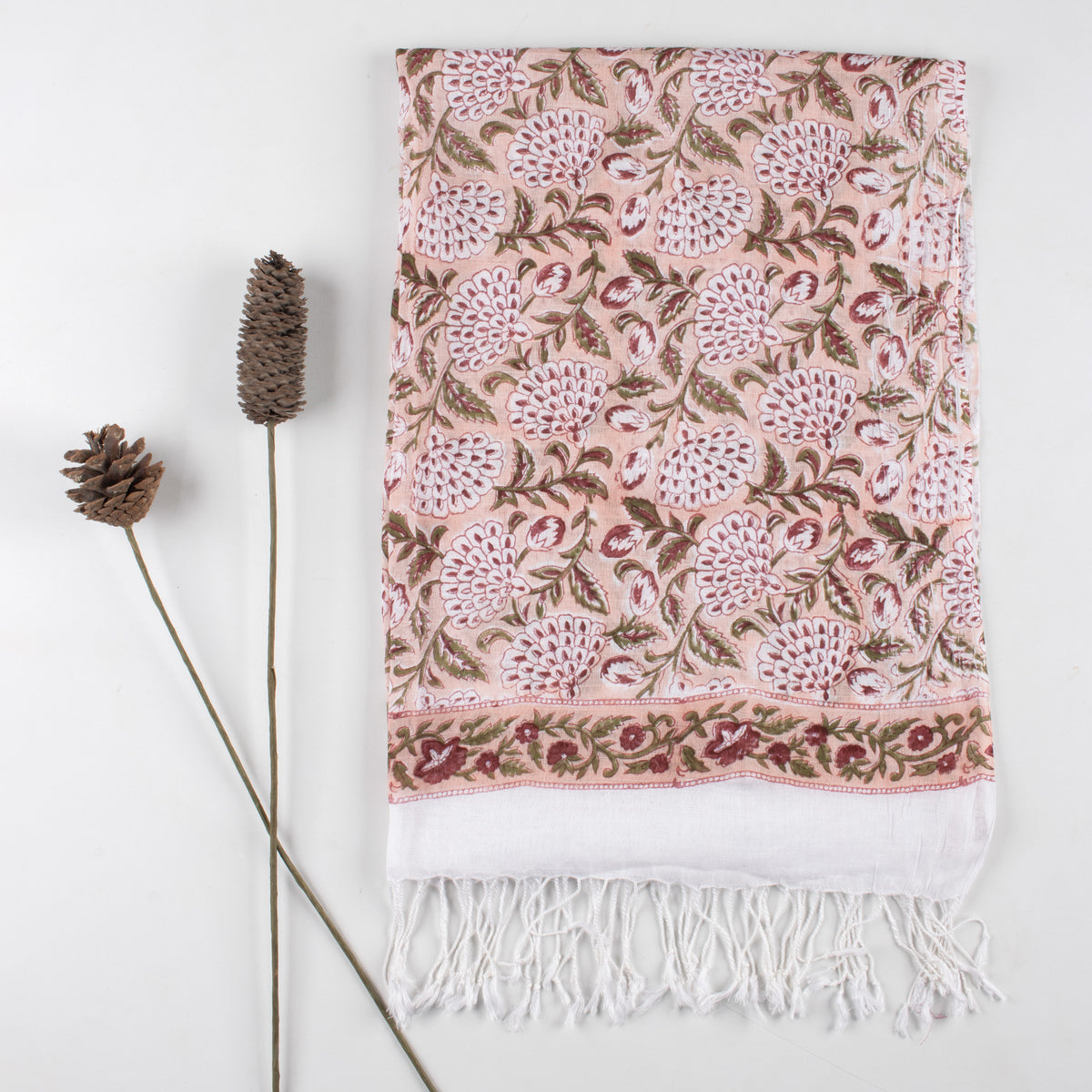 Handmade Breathable Indian Printed Linen Stole