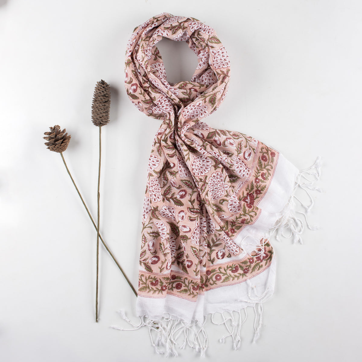 Handmade Breathable Indian Printed Linen Stole