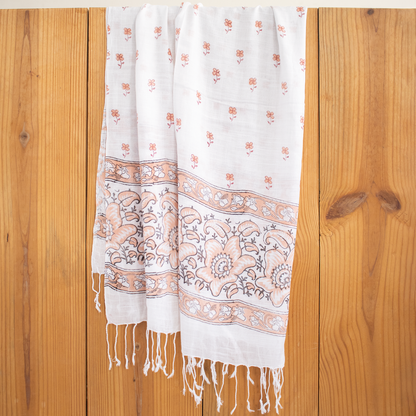 Handmade Booti Printed Soft Linen Stole For Women
