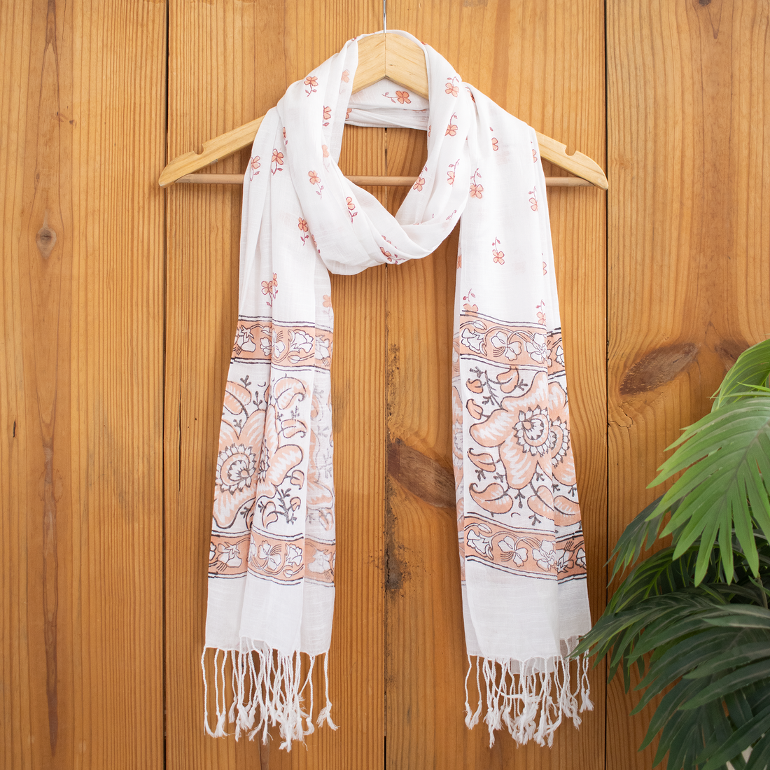 Handmade Booti Printed Soft Linen Stole For Women