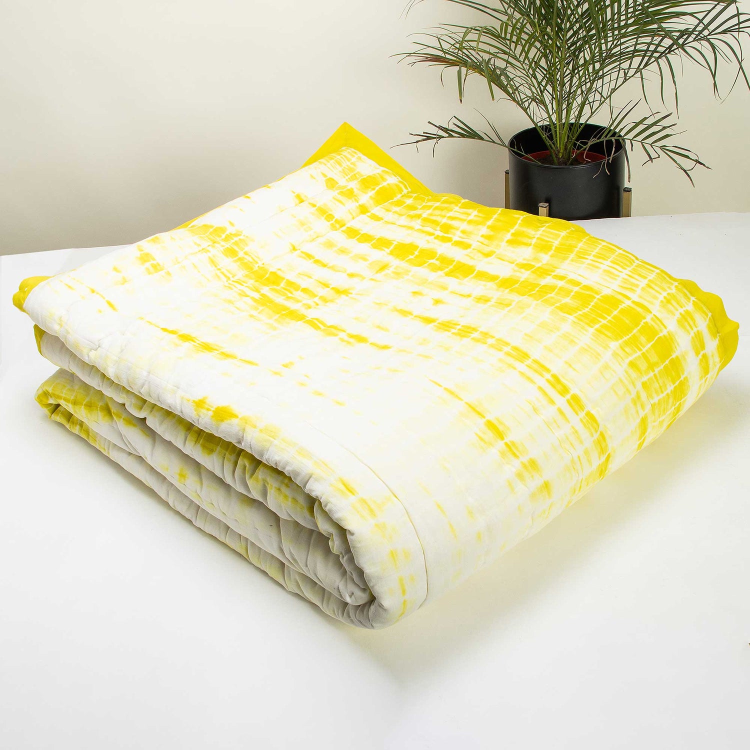 Home Decor Reversible Yellow Tie Dye Jaipuri Cotton Blankets