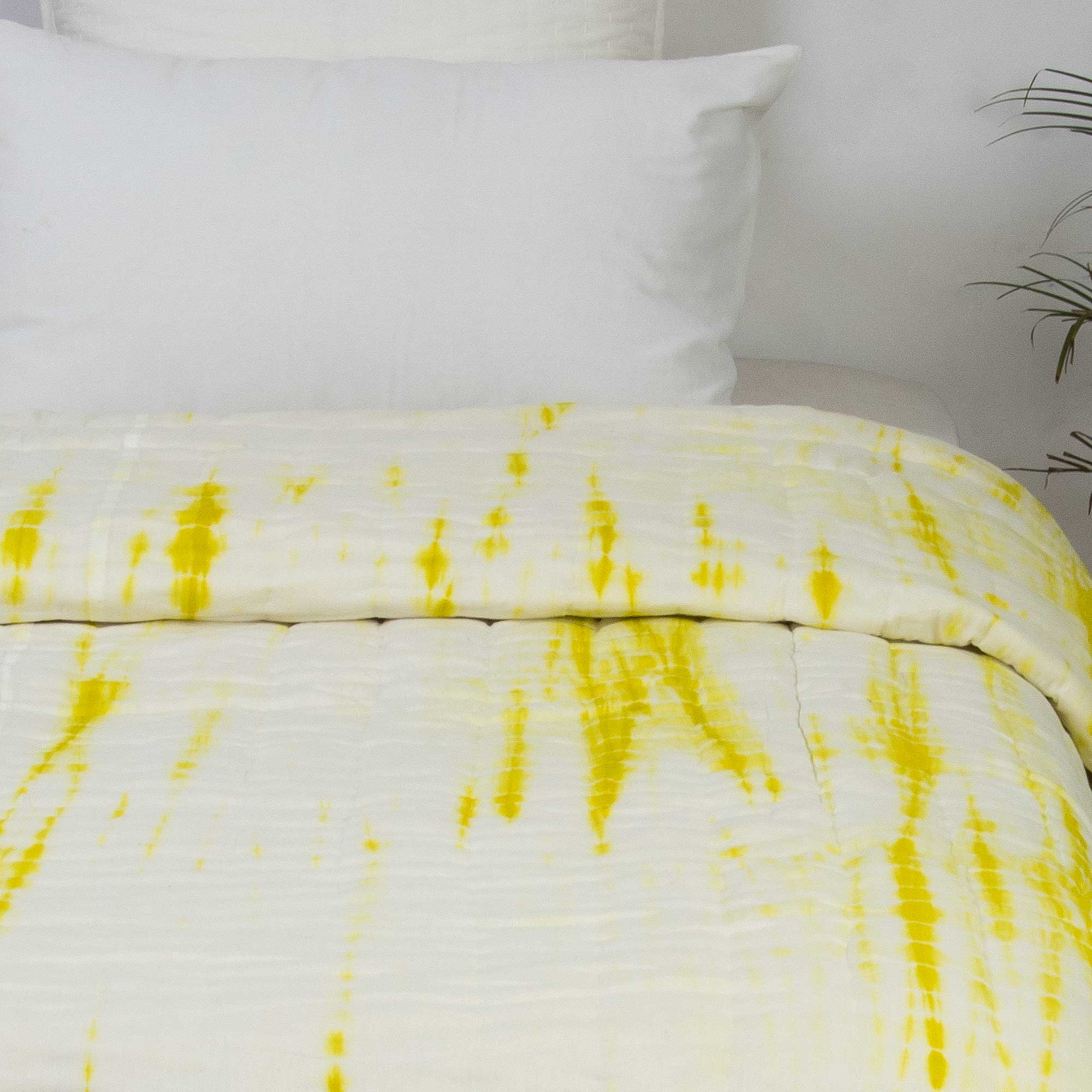 Tie Dye Lemon Jaipuri Razai Single Bed