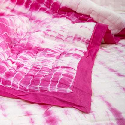 Pink Tie Dye Soft Cotton Rajasthani Quilt