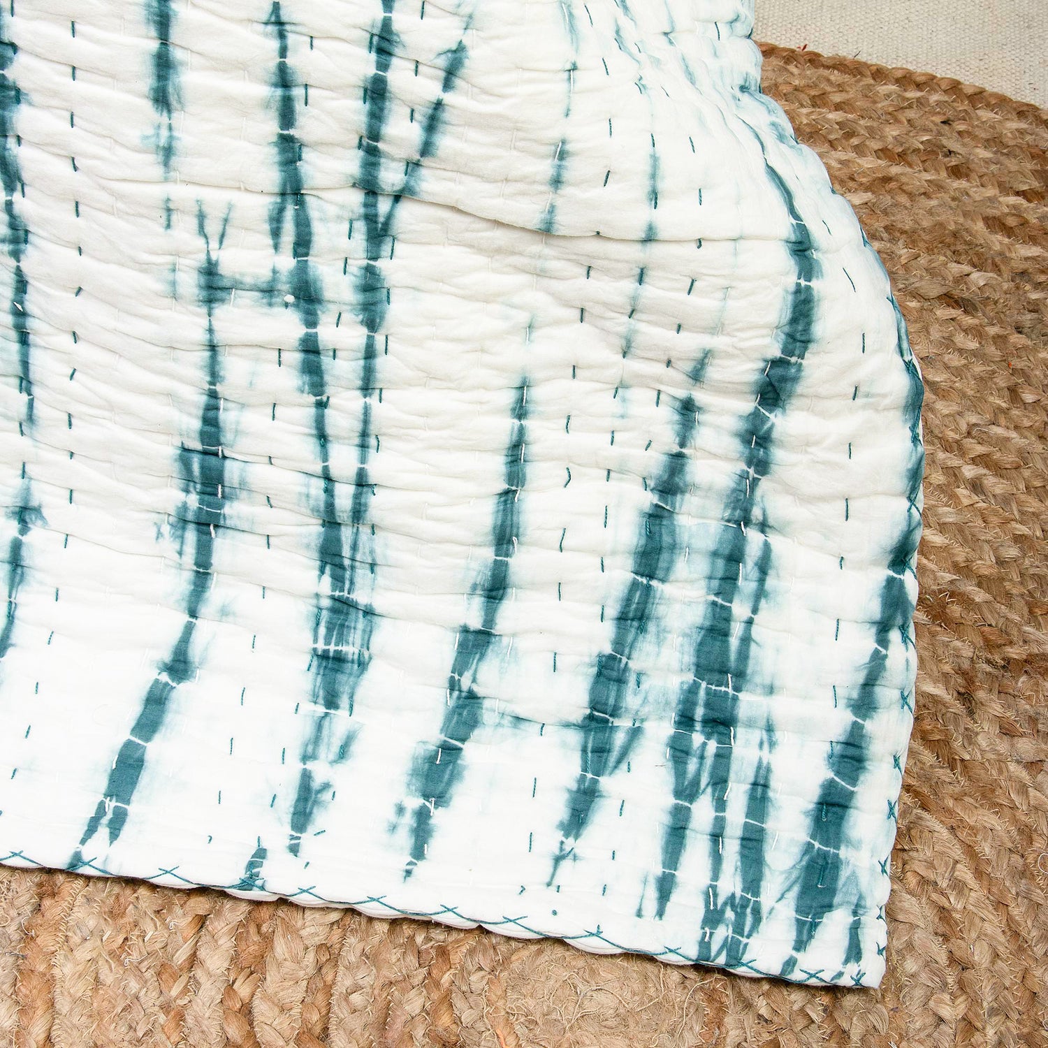 Green Vegetable Dyed Hand Cotton Kantha Quilts