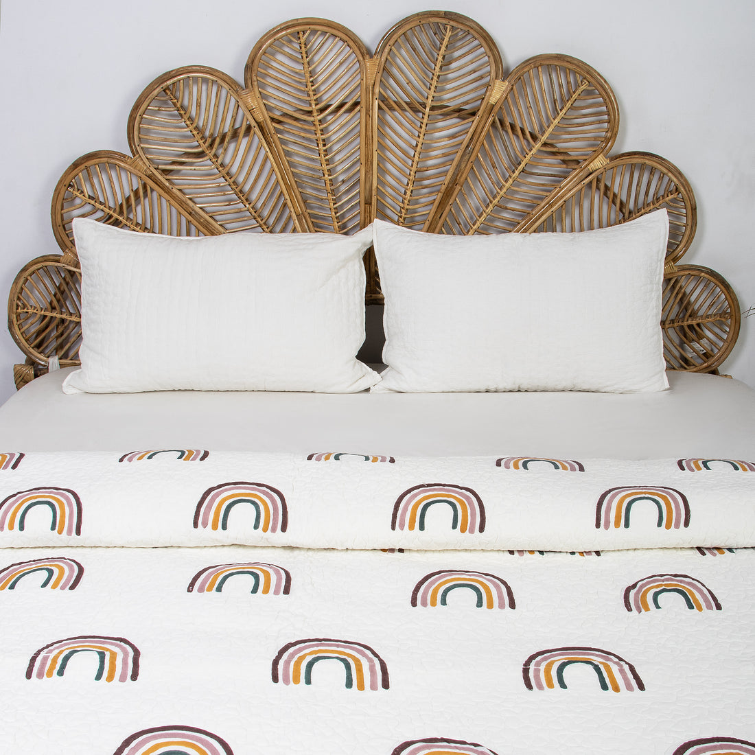 Rainbow Hand Block Printed Cotton Machine Quilts
