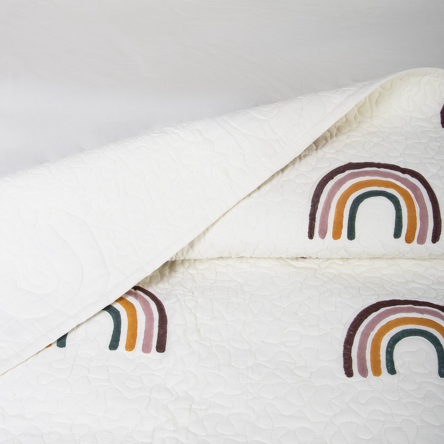 Rainbow Hand Block Printed Cotton Machine Quilts