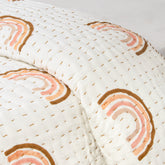 Rainbow Hand Block Printed Reversible Cotton Kantha Quilt
