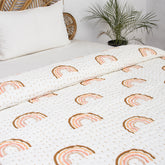 Rainbow Hand Block Printed Reversible Cotton Kantha Quilt