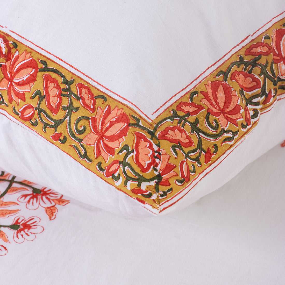 Red Boota Indian Hand Block Print Cotton Bed Sheet