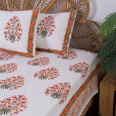 Red Boota Indian Hand Block Print Cotton Bed Sheet