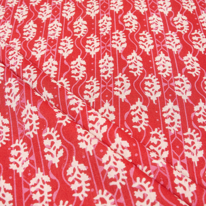 Red Booti Hand Block Print Dabu Fabric