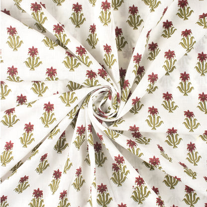 Red Booti Hand Block Print Fabric Online