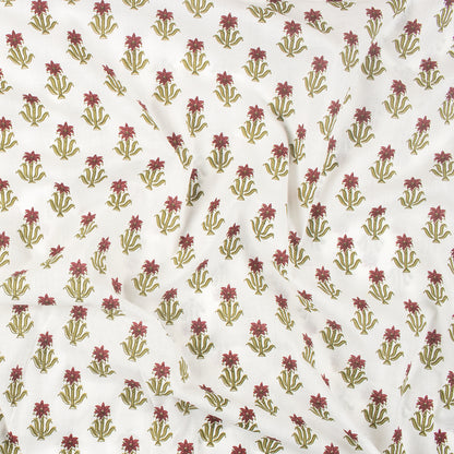Red Booti Hand Block Print Fabric Online