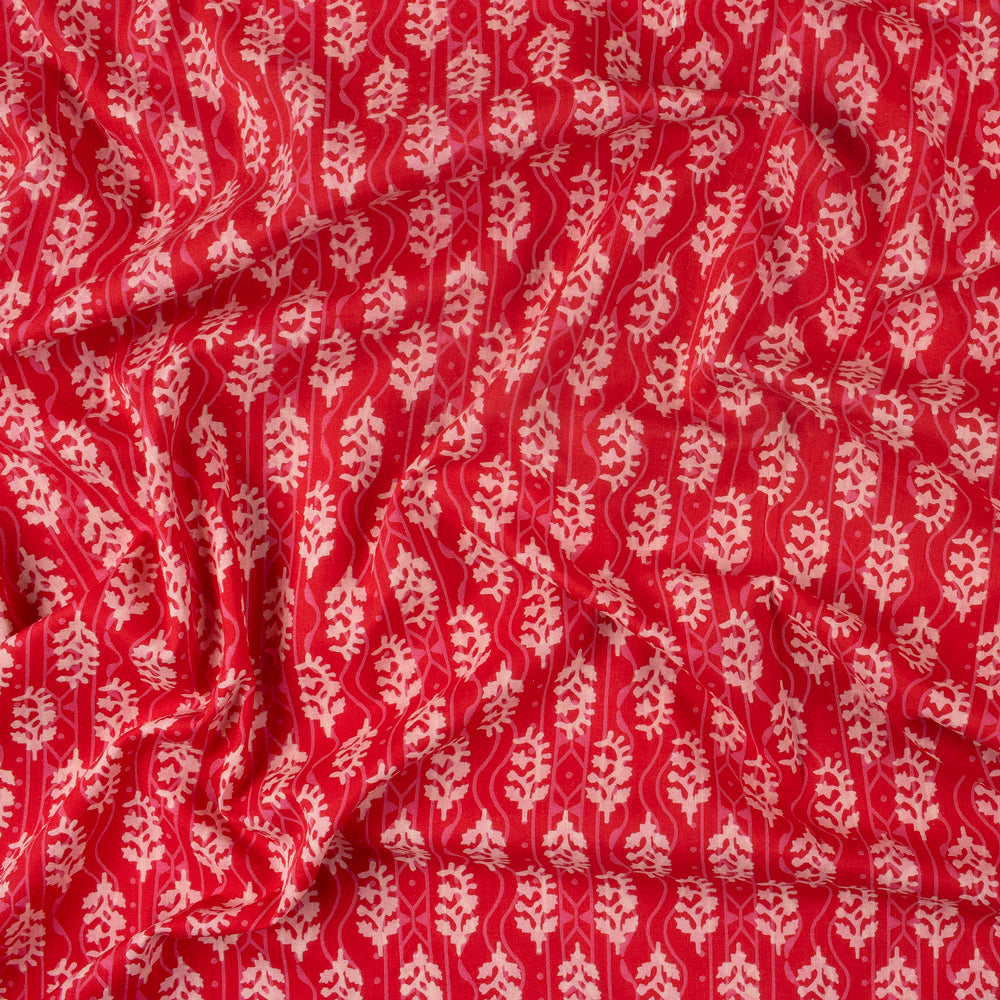Red Booty Hand Block Print Fabric