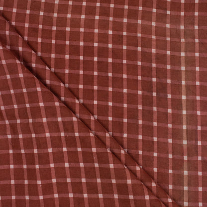 Red Checks Hand Block Print Dabu Fabric