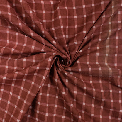 Red Checks Hand Block Print Dabu Fabric