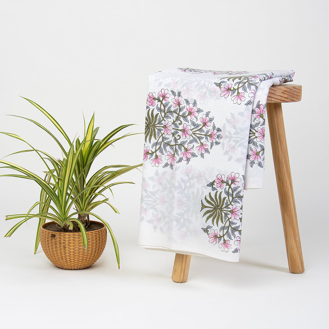 Red Floral Boota Hand Block Print Cotton Fabric