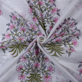 Red Floral Boota Hand Block Print Cotton Fabric
