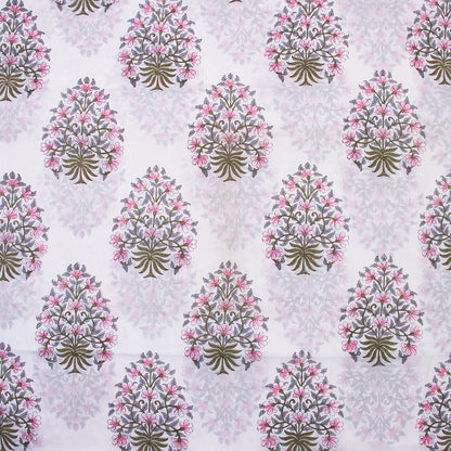 Red Floral Boota Hand Block Print Cotton Fabric