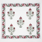 Red Floral Cotton Hand Block Printed Table Napkin For Dinner