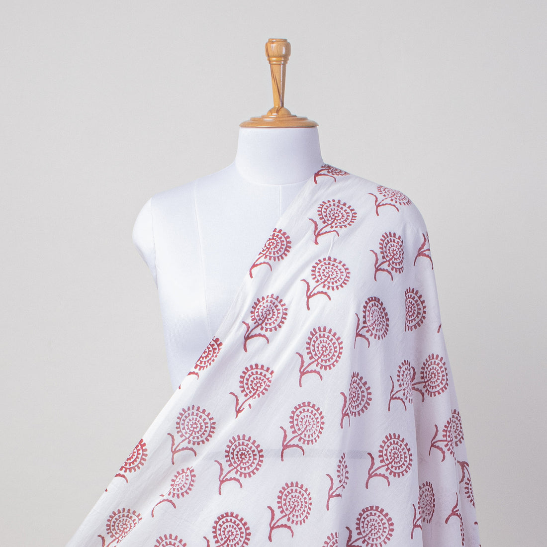 Red Floral Hand Block Print Beach Sarong Wrap For Women
