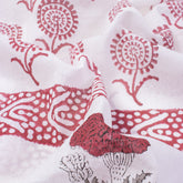 Red Floral Hand Block Print Beach Sarong Wrap For Women