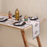 Red Floral Hand Block Printed Cotton Holiday Table Runner