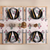 Red Floral Hand Block Printed Cotton Holiday Table Runner