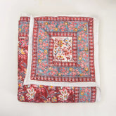 Red Floral Hand Printed Cotton Jaipuri Quilts