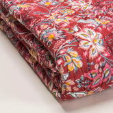 Red Floral Hand Printed Cotton Jaipuri Quilts