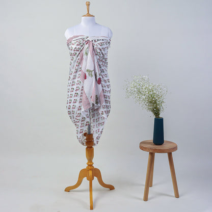 Red Floral Handmade Cotton Beach Sarong