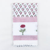 Red Floral Handmade Cotton Beach Sarong