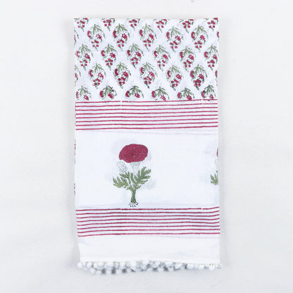 Red Floral Handmade Cotton Beach Sarong