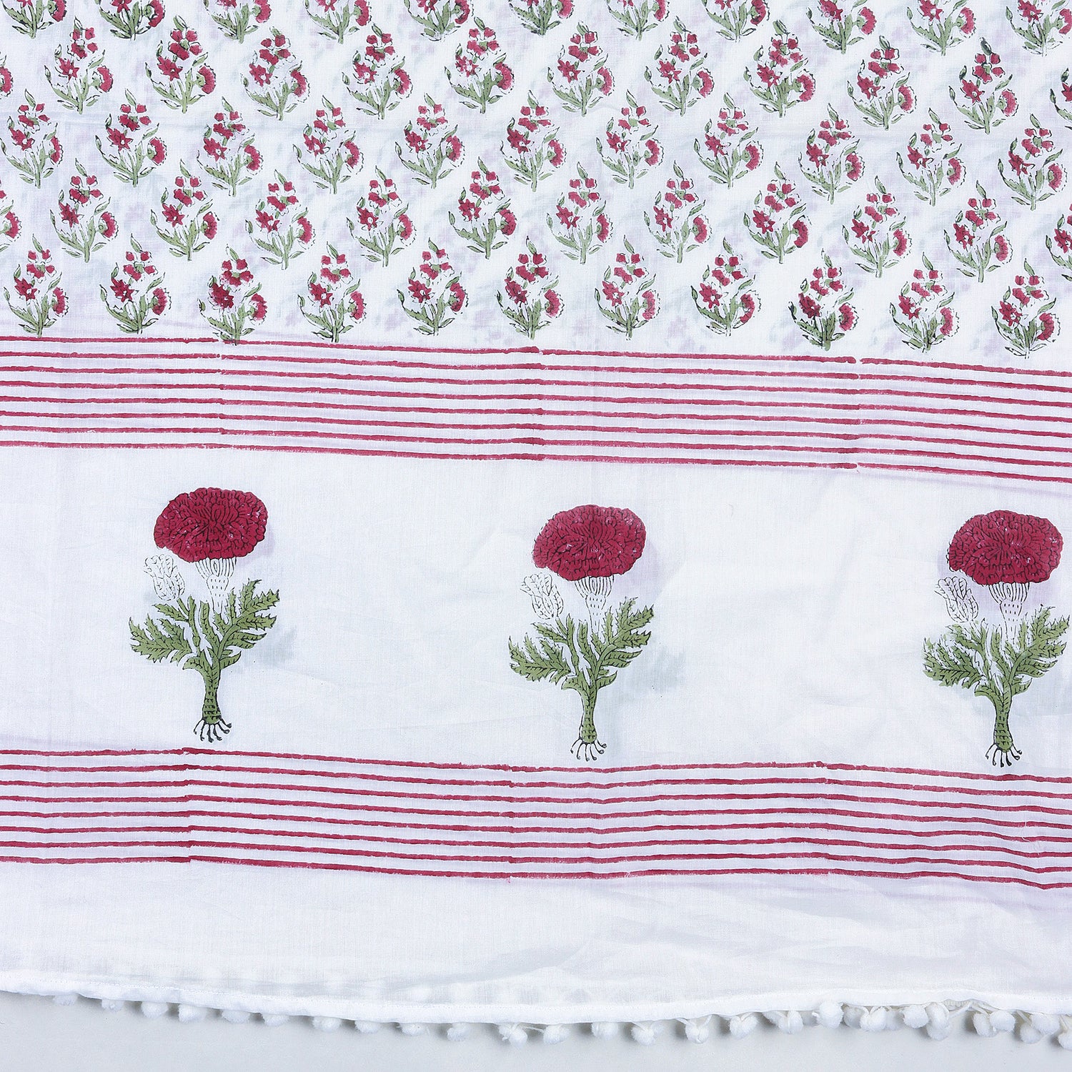 Red Floral Handmade Cotton Beach Sarong