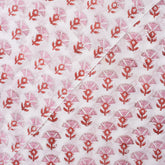Red Floral Indian Block Print Fabric For Dress Material