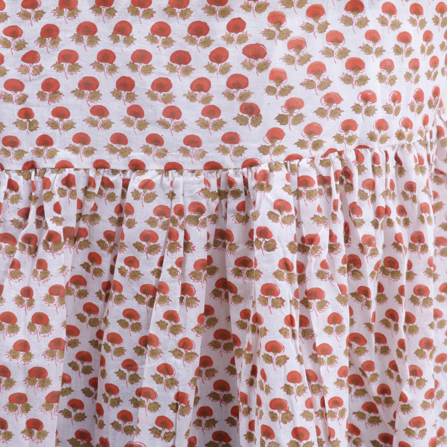 Red Floral Indian V Neck Soft Women&