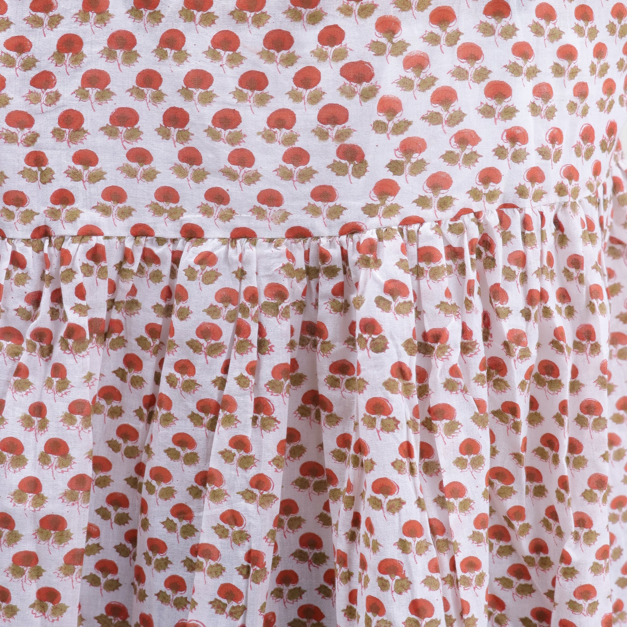 Red Floral Indian V Neck Soft Women&