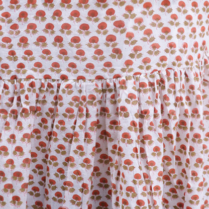 Red Floral Indian V Neck Soft Women&