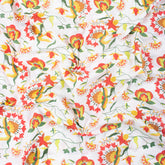 Red Floral Organic Cotton Hand Block Printed Fabric
