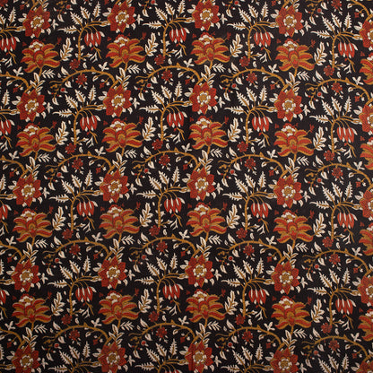  Red Floral Pure Cotton Hand Printed Bagru Fabric