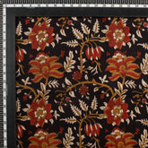  Red Floral Pure Cotton Hand Printed Bagru Fabric