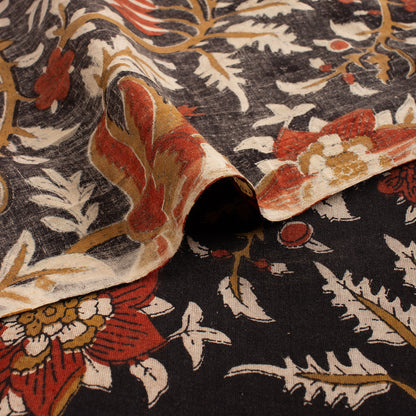 Red Floral Pure Cotton Hand Printed Bagru Fabric