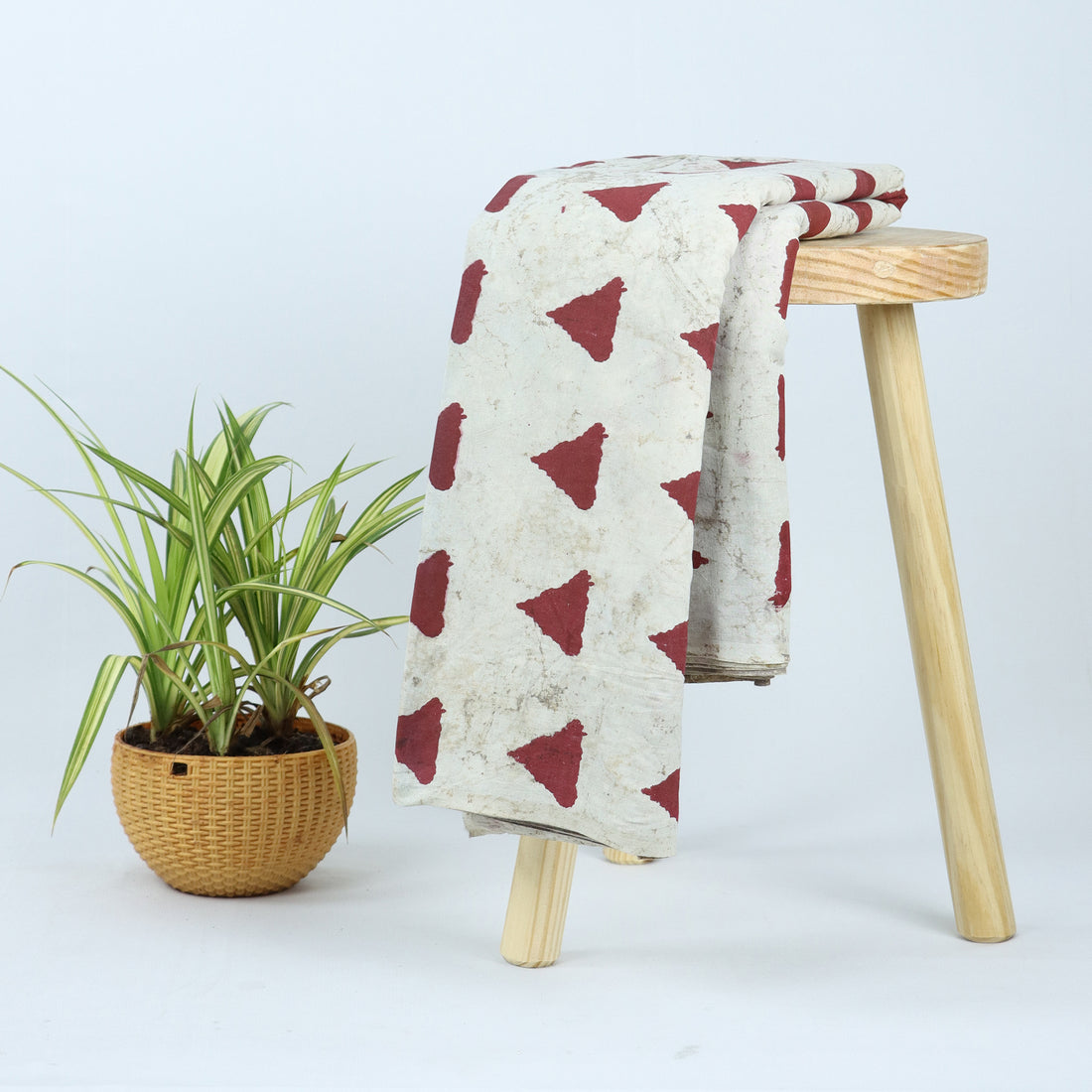 Red Geometrical Cotton Kashish Hand Block Print Fabric
