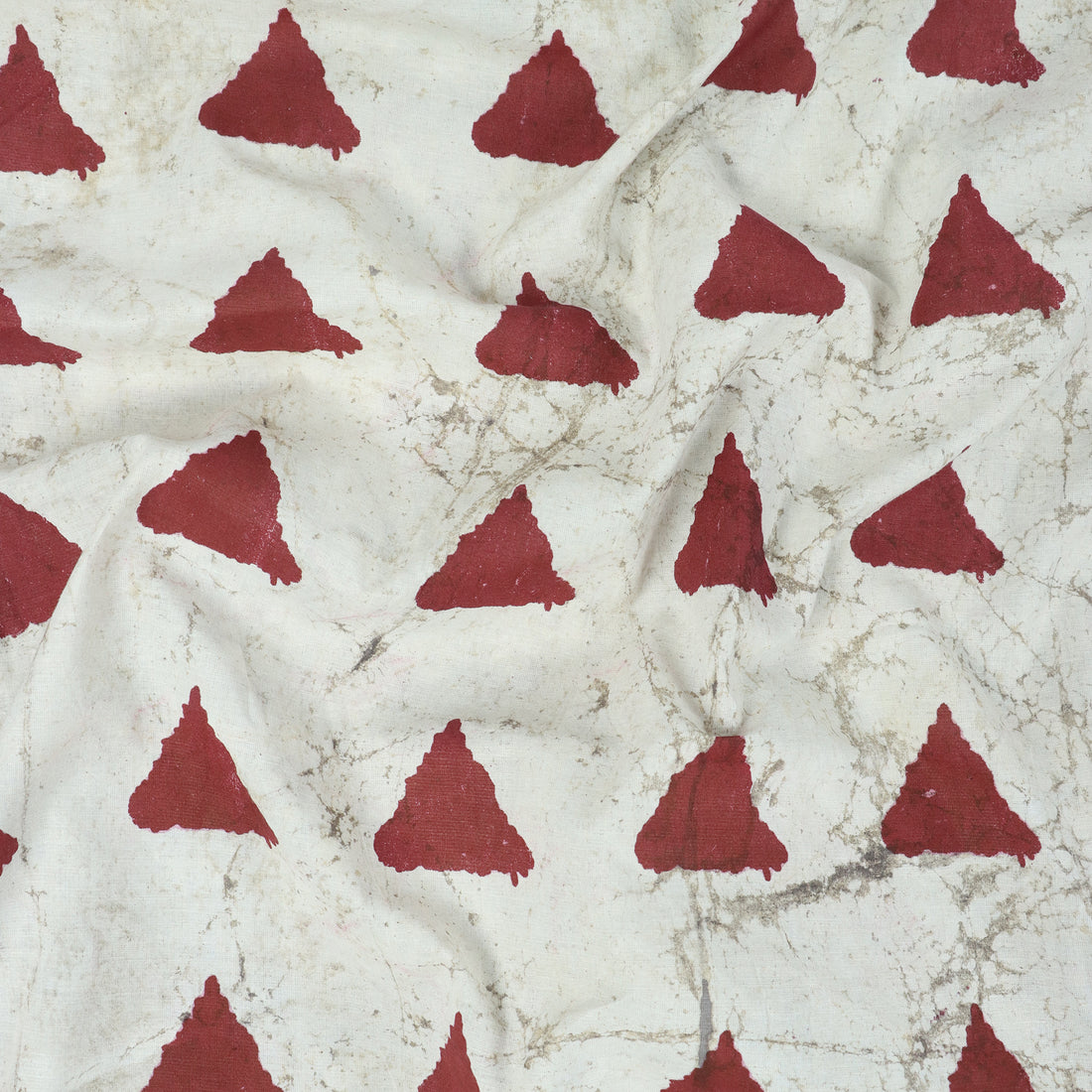Red Geometrical Cotton Kashish Hand Block Print Fabric