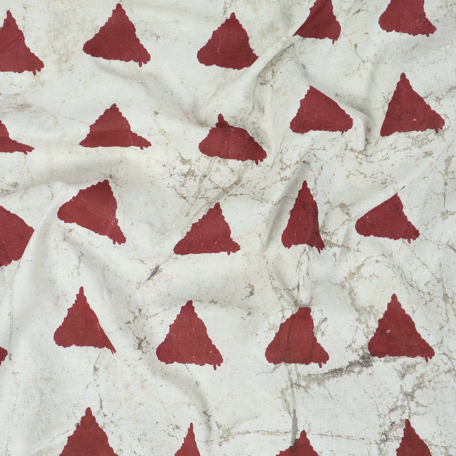 Red Geometrical Cotton Kashish Hand Block Print Fabric