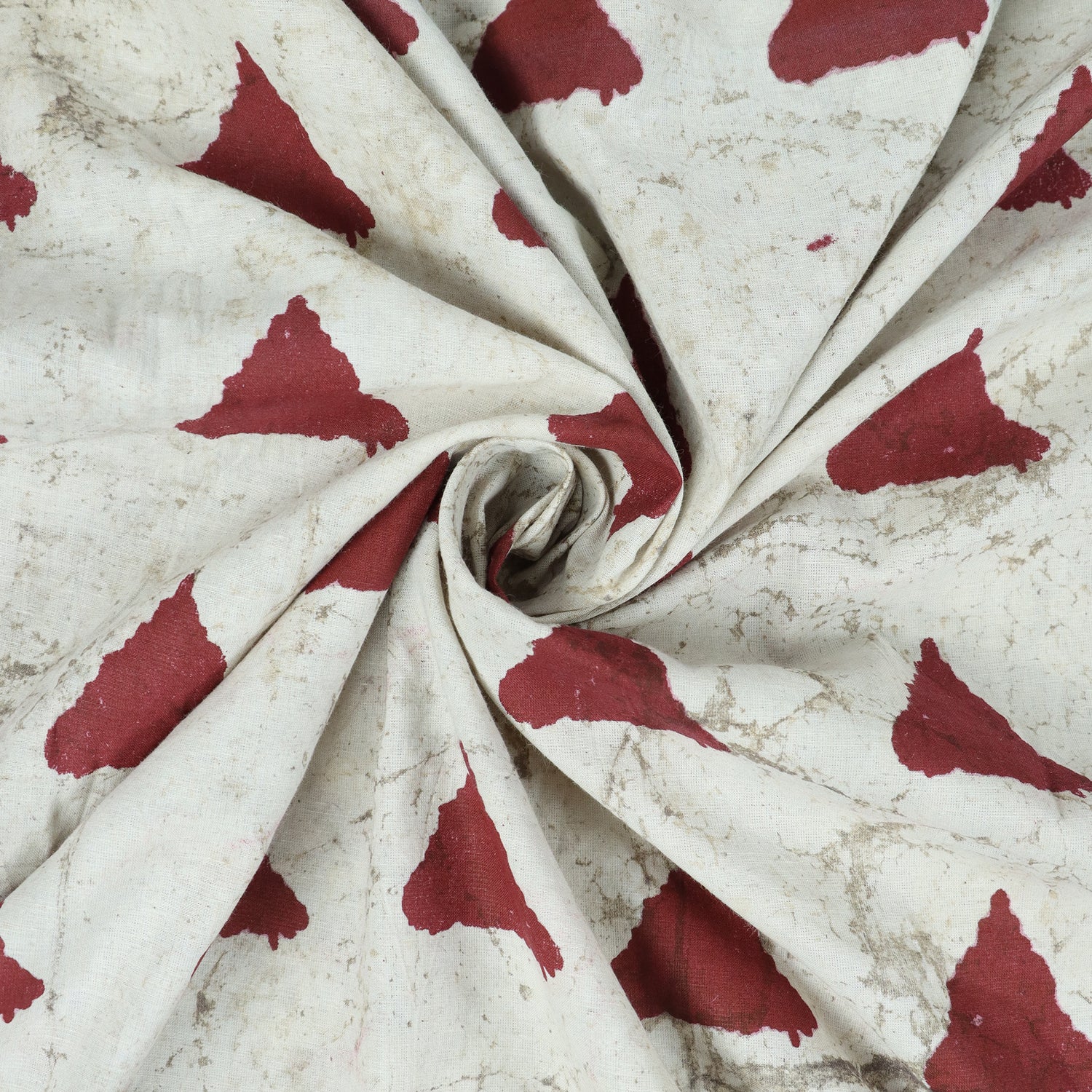Red Geometrical Cotton Kashish Hand Block Print Fabric