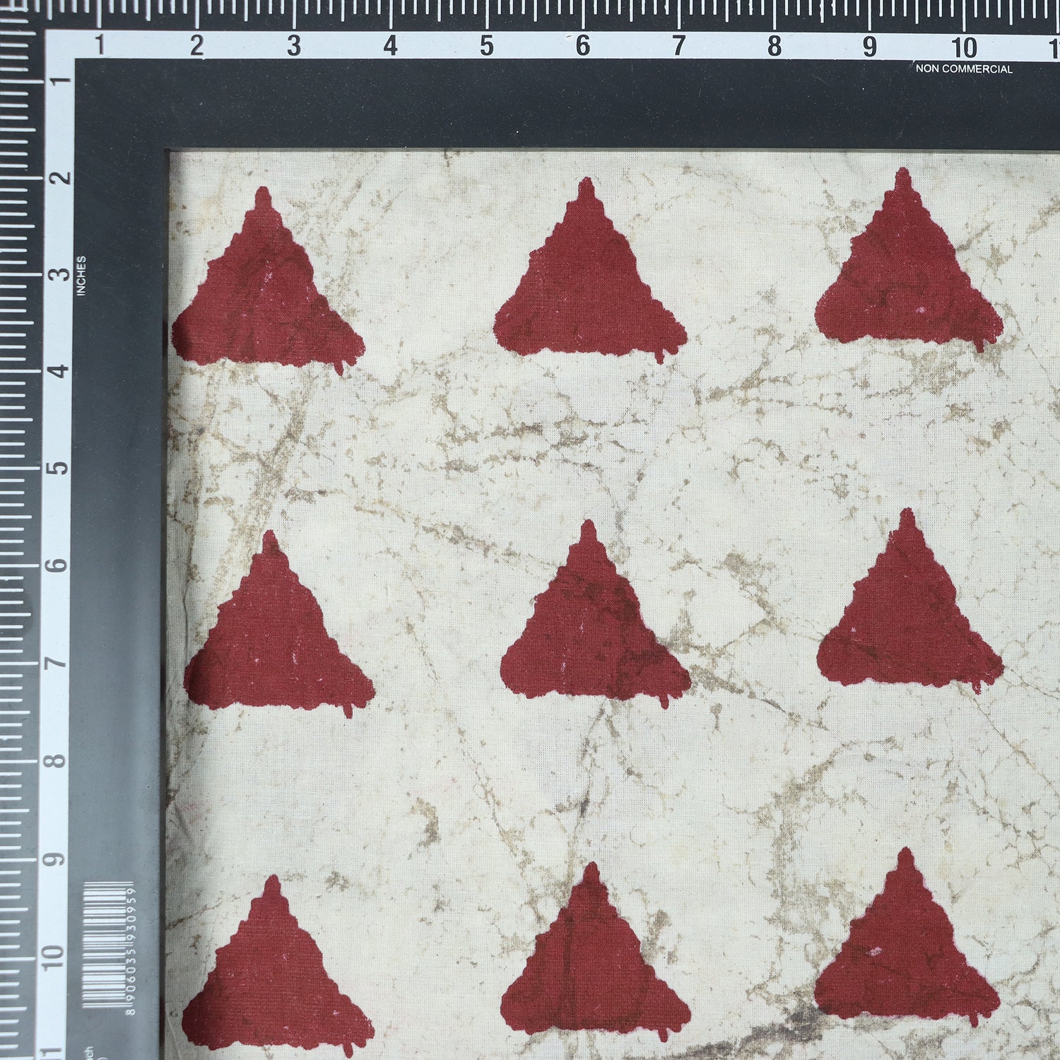 Red Geometrical Cotton Kashish Hand Block Print Fabric